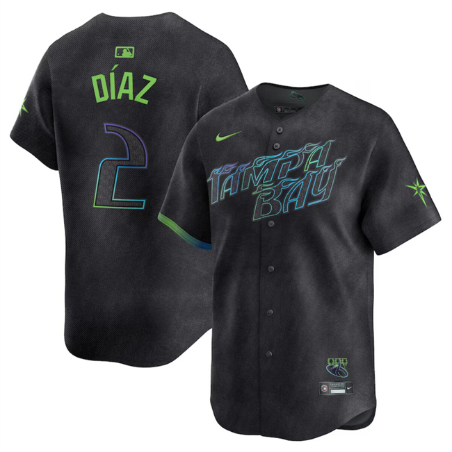 Youth Tampa Bay Rays #2 Yandy Díaz Charcoal 2024 City Connect Limited Stitched Baseball Jersey